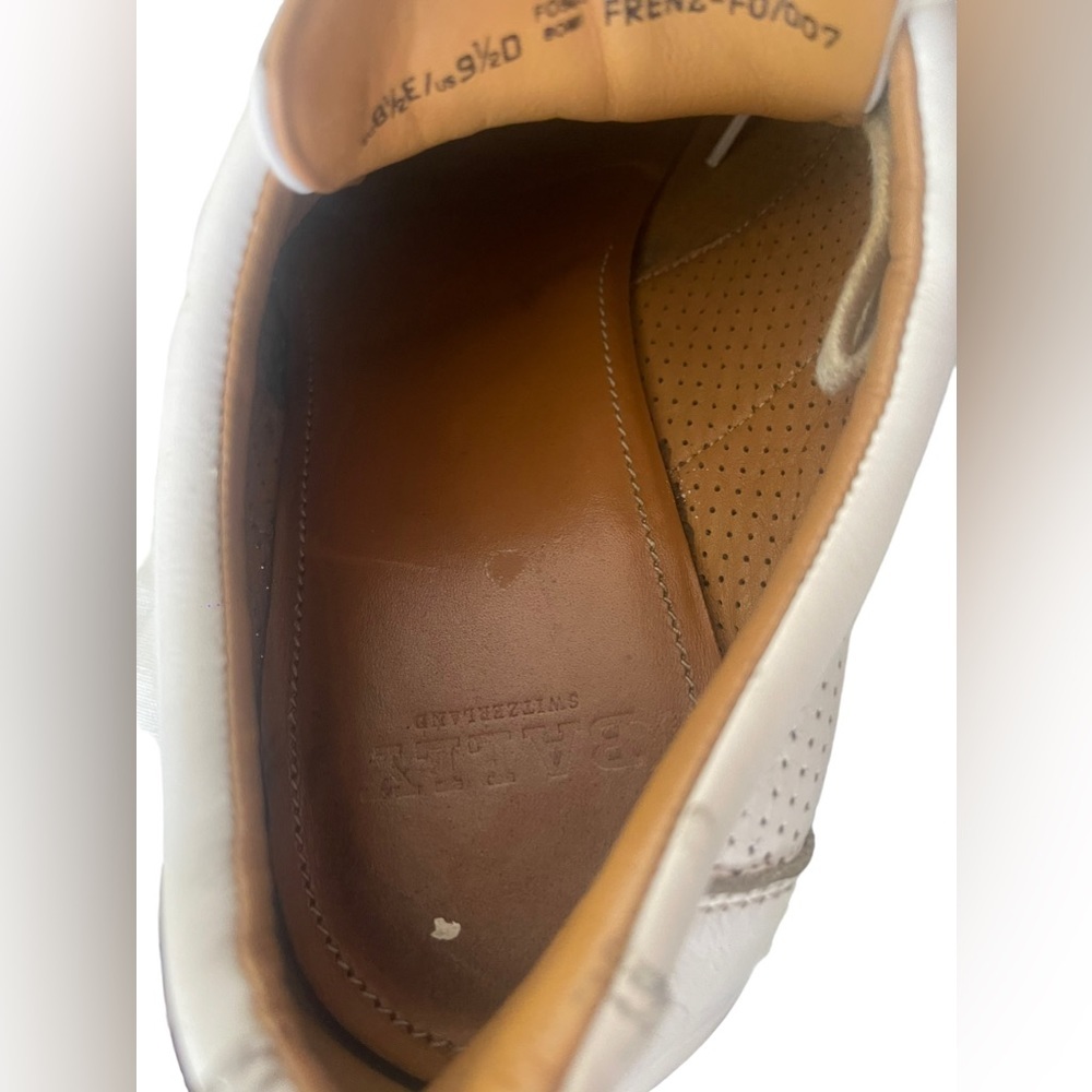 Bally Frenz Size 9.5 Perforated Leather Textile-Stripe White Platform Sneakers - Picture 7 of 10
